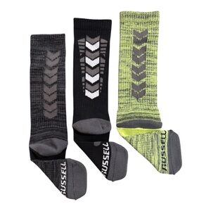 Russell Boys Crew Socks 3 Pairs Dri-Power 360 Size L (3–9) Performance